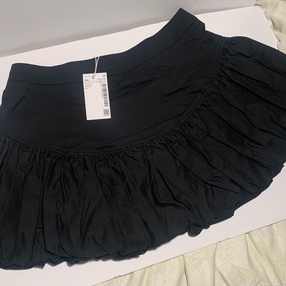 Black Bubble Mini Skirt with Ruched Design